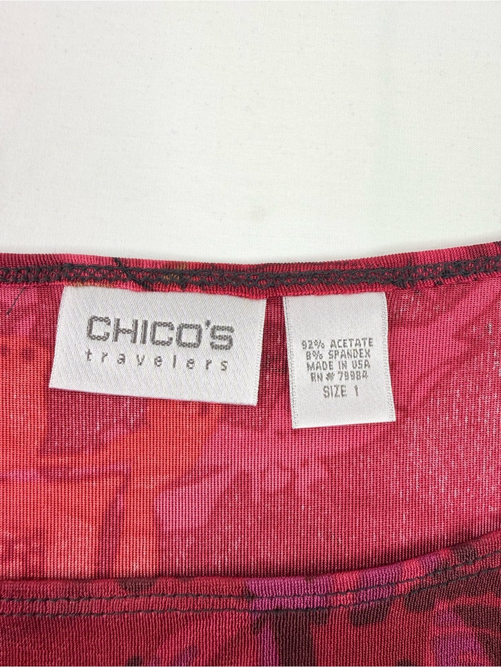 Chico's Travelers Raspberry Printed Three-Piece Set Jacket/Shell/Pants Medium - Picture 9 of 16